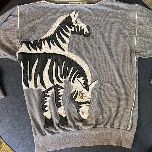 1980's // Vintage // Bonnie Boerer Zebra Sweater // Medium - Picture 4 of 7